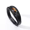 Pulseira de Couro Multicamadas Retrô Masculina Pedra Olho de Tigre Popular da Amazon Pulseira com Fecho Magnético de Aço Inoxidável Popular na Europa e América