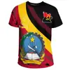 Camiseta Pulôver Casual Masculina com Bandeira e Emblema Nacional de Angola Impressão 3D Gola Redonda Manga Curta Venda Direta da Fábrica Fornecimento para Exportação