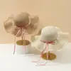 Sombrero de Paja con Lazo Grande y Perlas para Mujer, Sombrero de Sol de Playa de Verano, Sombrero de Sol para Vacaciones, Moderno