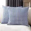 Direto da fábrica clássico moderno azul marinho e branco estampado xadrez listrado capa de almofada para sofá quarto poltrona reclinável