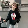 Top Casual Infantil Cartoon para Primavera e Outono de 2026, Roupa de Algodão Puro para Meninas, Camiseta de Manga Longa Super Fofa e Estilosa