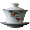 Tazón de Tapa Abierta de Película Abierta de Horno Ru Blanco Luna Ru Ci Sancai Tazón de Té Cerámico Hogareño Kung Fu Juego de Té Tazón de Té Caqui Granada