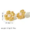 Pendientes de Perla y Flor Estilo Francés para Mujer Nicho Combinan con Todo Estilo Ins Lujo Ligero Vintage Flor 18K Oro Pendientes Pendientes Pendientes
