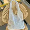 Bolsa de Tecido Trançado com Recortes de Tricô para Praia Bolsa de Lã Feminina de Ombro 2024 Nova Bolsa Tote de Ombro Único com Grande Capacidade Bolsa de Rede