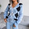 Grande Liquidação 2024 Europeu e Americano Outono e Inverno Novo Estilo Preppy Diamante Suéter Casual Amazon Estação Independente Transfronteiriça Roupas Femininas