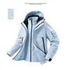 Chaqueta Casual de Moda para Pareja 2026 Abrigo Corto Cortavientos para Exteriores con Forro de Plumas Desmontable, Tres en Uno