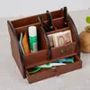 Marca Huixing Madera Escritorio Creativo Multi-uso Almacenamiento Portalápices Madera con Cajón Almacenamiento Cubo para Bolígrafos Impresión PR