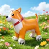 Nuevo y lindo perro corgi famoso en internet, globo animal de papel de aluminio con ruedas para niños, adecuado para puestos de mercado nocturno y venta al por mayor
