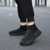 Zapatillas deportivas de caña alta para hombre, zapatillas tipo calcetín de punto flyknit, zapatos casuales sin cordones transpirables y ligeros, zapatos para hombre con suela gruesa que absorben los impactos