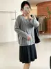 Cárdigan básico de punto liso para mujer talla grande, estilo otoño 2026, cuello redondo, corte holgado, chaqueta adelgazante para mujeres de talla grande