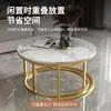 Mesa de centro em laje de rocha, sala de estar, estilo nórdico, design chinês moderno, mesa redonda, minimalista e luxuosa, adequada para apartamentos pequenos