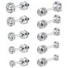 Cross-Border 5 pares de brincos de zircão quadrado cristal brincos de zircão com parafuso traseiro feminino brincos de lágrima quadrados para homens e mulheres