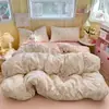 Set de cuatro piezas de puff amigable con la piel Clase A, gasa de doble capa, algodón lavado, suave y transpirable, funda de edredón para todas las estaciones, set de tres piezas para dormitorio