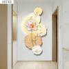 Pintura Decorativa de Fondo de Nueve Peces Mural de Paisaje de Hoja de Loto Simple Creativo de Lujo Ligero Moderno Pintura de Porcelana de Cristal Grabado Láser Pintura Colgante