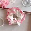 Fresco y Sencillo Estilo Princess Ballet Ins Moño Encaje Versión Coreana Goma para el Pelo Linda Crema Dulce Niña Goma para el Pelo