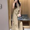 Conjunto Elegante de Colete e Saia para Mulheres, Estilo Novo Verão 2026, com Bolsos Irregulares e Costura em Linha, Calça Saia Wide-Leg