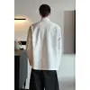 Camiseta de algodón china de manga larga con cuello henley deconstruido, unisex otoño estilo americano cleanfit polo de alta gama