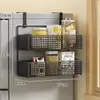 Estante de Almacenamiento Lateral para Refrigerador Estante para Suministros de Cocina Estante Colgante de Pared Lateral Multicapa para Botellas de Especias Película Adhesiva Sin Perforaciones