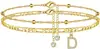 Artículo popular de comercio exterior transfronterizo: Tobillera de circonita de 26 letras, tobillera cubana de doble capa simple y elegante con cuentas de arroz