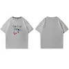 Camiseta de Manga Corta Impresa Ins Trendy de Algodón Puro Americano con Hombro Derecho de Cachorro de Dibujos Animados para Mujer 2025 Nuevo Top Holgado y Versátil