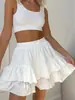 Moda Feminina Estilo Europeu e Americano Novo Primavera/Verão 2026 Saia-Short Elegante de Cor Sólida Cintura Alta com Design de Renda Sexy em Camadas para Mulheres