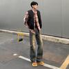 Pantalones Largos de Pierna Ancha Estilo Americano Vintage Old-fashioned High Street Sueltos Versátiles Jeans Lavados para Hombres y Mujeres