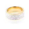 Anillo de Acero de Titanio Europeo y Americano con Cinco Filas de Diamantes, Anillo de Acero Inoxidable de Moda con Arcilla Totalmente Diamantado de Nicho, Lujo Accesible de Alta Gama, No Desvanecible