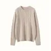 Suéter de Color Sólido para Viajar Cachemir Delgado Jersey Simple Tejido Grueso Cuello Redondo Tejido de Trenza Adelgazante Moda para Mujer