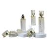Fábrica de vidrio estrella para fotos tapa cuadrada degradado amarillo set botella redonda recta personalizada botella de loción de 120 ml botella de crema de 30 g