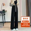 Pantalones de chándal suaves personalizados de talla grande hasta el suelo para mujer, primavera y otoño, corte holgado, adelgazantes, estilo perezoso, para mujeres altas, pantalones grises rectos de pierna ancha