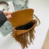 Bolso Silla Retro de Gamuza Escarchada Estilo Bohemio de Nicho para Mujer Bolso Transfronterizo con Borlas Texturizado de Hombro Único Cruzado