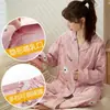 Pijama de Maternidade de Algodão Puro para Primavera e Outono, Manga Longa, para Amamentação, Todo em Algodão, Roupa Pós-Parto para Amamentar, Conjunto de Duas Peças para Casa