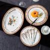 Vajilla de cerámica plato hogar Jingdezhen tazón plato hogar banquete inauguración de la casa mayoreo traje plato simple regalo vajilla
