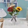 Ramo de Girasoles Simulados Girasol Individual Regalo para el Día del Maestro Decoración de Sala de Estar Exhibición de Librería Modelo de Exportación Japonés