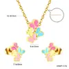 Conjunto Popular Transfronterizo de Collar y Aretes de Mariposa, Collar con Colgante de Mariposa Pequeña Dulce y Colorido, Conjunto de Joyería de Acero Inoxidable