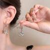 Pendientes de mariposa de estilo coreano con aguja plateada, nicho de alta gama, perla de imitación, pendientes sencillos de diamantes completos, pendientes de borla largos.
