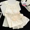 Pijama de Verano de Manga Corta 2026 con Sujetador Incorporado para Mujer Dulce Cómodo Delgado Color Sólido Seda de Hielo Ropa de Casa