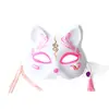 Máscara de zorro de plástico estilo chino, máscara de cosplay de anime con borlas, máscara de cara de gato estilo japonés, accesorio de actuación