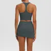 Conjunto deportivo transfronterizo europeo y americano, apto para la piel, ajustado, con espalda cruzada, shorts de yoga fruncidos y conjunto de atuendo atlético de yoga para mujer