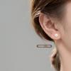 Nalan Prata S925 Simples e Doce Pequeno Fio de Orelha de Pérola Elegante Estilo Coreano Menina Brincos Literários G7579