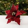 Guirnalda de flores navideñas de 26 cm con hojas y flores de franela roja, ideal como decoración DIY, con diseño transfronterizo.