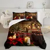 Kit de Textil para el Hogar Navideño con Impresión Digital Cepillada Temu/Jit Transpirable Agradable al Tacto Colcha Funda de Almohada Fábrica de Origen