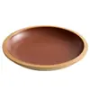 Platos de Cerámica Rojo-Marrón Rústico Hechos en Fábrica, Vajilla de Cerámica Vintage, Platos Planos, Vajilla de Alta Calidad Estilo Occidental