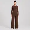 Conjunto de Ropa de Yoga Transfronterizo Ajustado Secado Rápido Camiseta de Manga Larga Top Correr al Aire Libre Fitness Pantalones Rectos Sueltos Conjunto