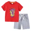 2026 Camiseta Infantil para Meninos Verão Nova Manga Curta Roupa Infantil Estilo Coreano Estudante Algodão Shorts de Manga Curta para Meninas Conjunto de Duas Peças