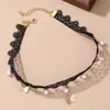 Collar para Niños Accesorios Negros Cadena para Clavícula de Encaje Elegante Cadena para el Cuello Estilo Oscuro Gargantilla Joyería para Niñas