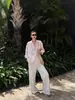 Camisa Rosa de Lino Codena de Manga Larga Top para Mujer Chaqueta Holgada Casual Camisa de Algodón y Lino Protección Solar