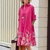 2026 Amazon Nuevo Producto Vestido Camisa de Moda Suelto con Botones de un Solo Botón para Mujer Urbana Estampado