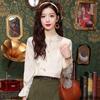 Camisa de Gasa de Manga Larga con Botones Chinos para Mujer Primavera 2024 Nueva Camisa Niche Holgada y Versátil para Fondo Top Elegante
