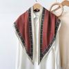 Lenço de Cintura Triangular de Sarja com Estampa Paisley Plaid Estilo Coreano para Mulheres, Adequado para Todas as Estações, Lenço de Pescoço Versátil